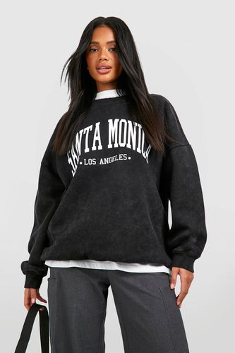Womens Santa Monica Slogan Oversized Washed Sweatshirt - - L - boohoo - Modalova