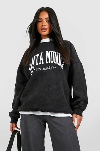 Womens Santa Monica Slogan Oversized Washed Sweatshirt - - XS - boohoo - Modalova