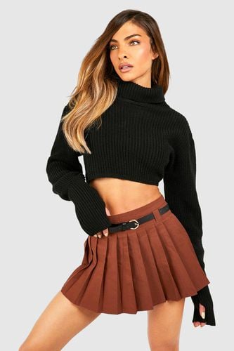 Womens Belted Pleated Mini Skirt - - 10 - boohoo - Modalova
