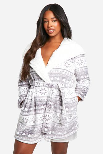 Womens Plus Christmas Fairsle Fleece dressing gown - - 18 - boohoo - Modalova