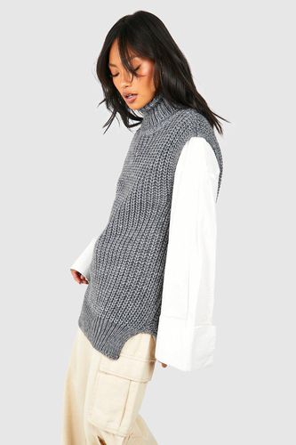 Womens Oversized Chunky Knit Roll Neck Sleeveless Vest - - One Size - boohoo - Modalova