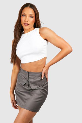 Womens Tall Woven Pocket Fold Detail Mini Skirt - - 16 - boohoo - Modalova