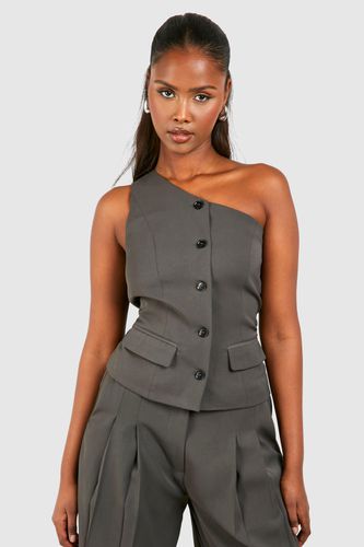 Womens One Shoulder Contrast Button Waistcoat - - 10 - boohoo - Modalova