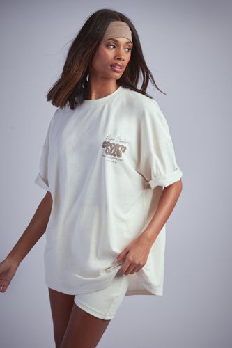 Womens Dsgn Studio Sports Bubble Slogan Oversized T-shirt - - M - boohoo - Modalova