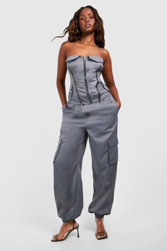 Womens Relaxed Fit Cargo Pocket Trousers - - 12 - boohoo - Modalova
