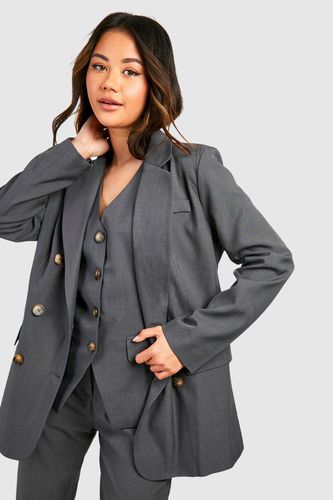 Womens Marl Double Breasted Relaxed Fit Tailored Blazer - - 16 - boohoo - Modalova