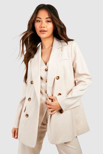 Womens Marl Double Breasted Relaxed Fit Tailored Blazer - - 10 - boohoo - Modalova