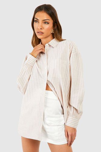 Womens Oversized Stripe Shirt - - 14 - boohoo - Modalova