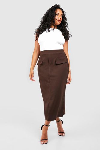 Womens Plus Pocket Detail Scuba Midaxi Skirt - - 28 - boohoo - Modalova