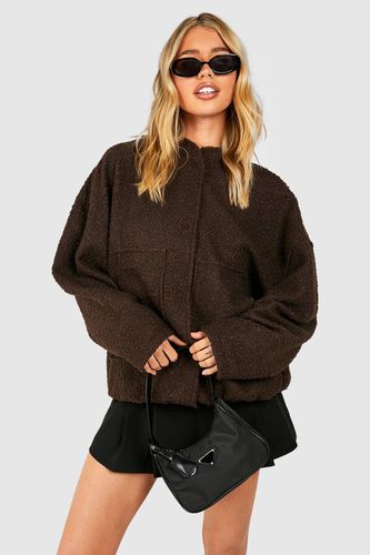 Womens Oversized Wool Look Bomber Jacket - - 10 - boohoo - Modalova