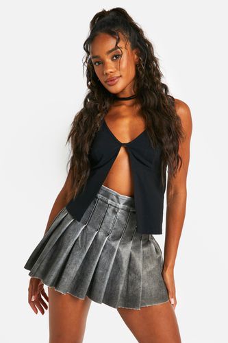 Womens Vintage Look Faux Leather Pleated Tennis Skirt - - 10 - boohoo - Modalova