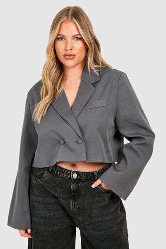 Womens Plus Double Breasted Boxy Crop Blazer - - 28 - boohoo - Modalova