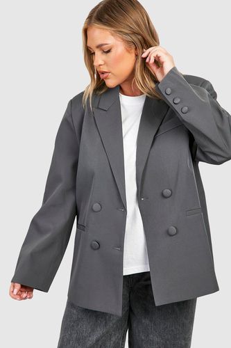 Womens Plus Double Breasted Relaxed Fit Tailored Blazer - - 22 - boohoo - Modalova