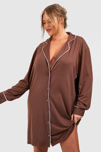 Womens Plus Button Through Night Shirt Dress - - 16 - boohoo - Modalova