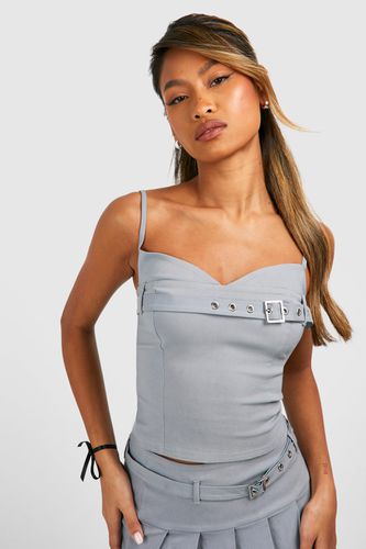 Womens Buckle Detail Corset Top - - 6 - boohoo - Modalova