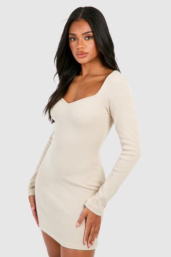 Womens Sweetheart Rib Long Sleeve Mini Dress - - 10 - boohoo - Modalova