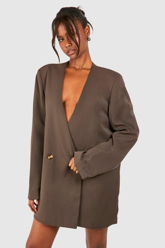 Womens Oversized Collarless Blazer Dress - - 16 - boohoo - Modalova