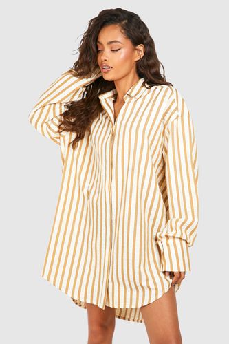 Womens Textured Stripe Boxy Wide Sleeve Shirt Dress - - 10 - boohoo - Modalova