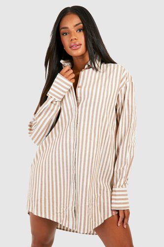 Womens Wide Stripe Boxy Oversized Shirt Dress - - 10 - boohoo - Modalova