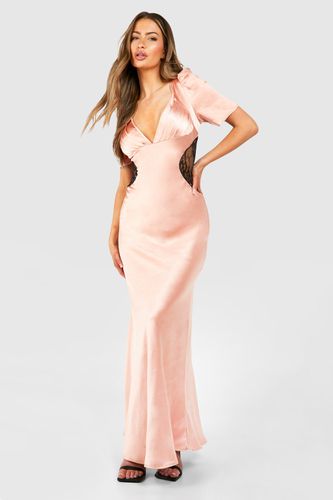 Womens Satin Lace Detail Maxi Dress - - 10 - boohoo - Modalova