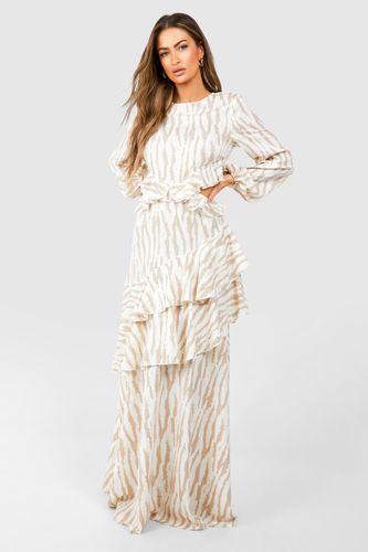 Womens Zebra Frill Detail Cut Out Maxi Dress - - 12 - boohoo - Modalova