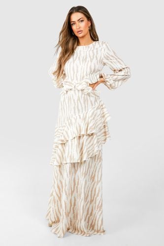 Womens Zebra Frill Detail Cut Out Maxi Dress - - 14 - boohoo - Modalova