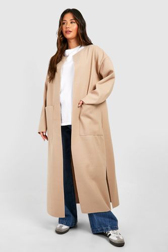 Womens Collarless Maxi Wool Look Coat - - 10 - boohoo - Modalova
