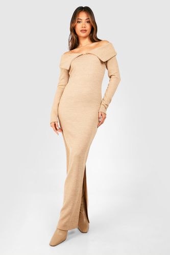 Womens Bardot Heavy Rib Long Sleeve Maxi Dress - - 10 - boohoo - Modalova