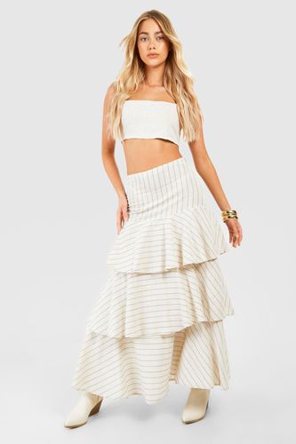 Womens Stripe Tiered Maxi Skirt - - 10 - boohoo - Modalova