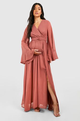 Womens Maternity Chiffon Flared Sleeve Maxi Dress - - 10 - boohoo - Modalova