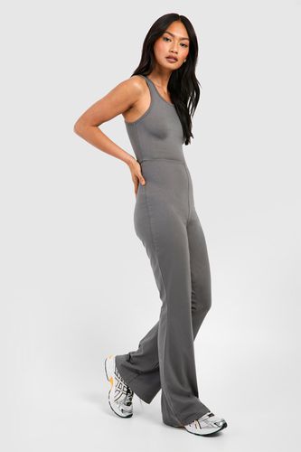 Womens Strappy Cotton Yoga Unitard Jumpsuit - - 10 - boohoo - Modalova