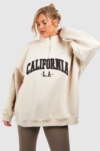 Womens Plus California Applique Half Zip Sweatshirt - - 16 - boohoo - Modalova