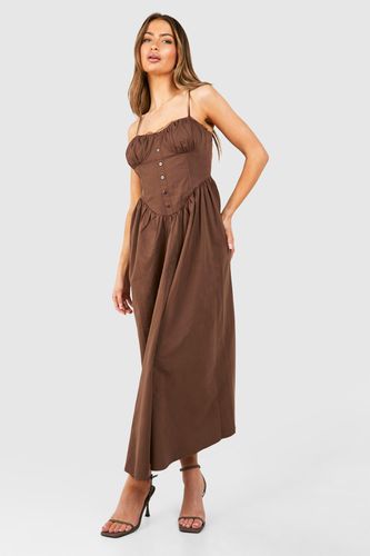 Womens Cotton Midaxi Milkmaid Dress - - 16 - boohoo - Modalova