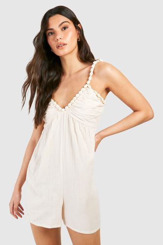 Womens Shell Strap Cheesecloth Playsuit - - 10 - boohoo - Modalova