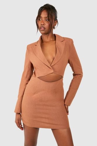 Womens Linen Cut Out Blazer Dress - - 12 - boohoo - Modalova