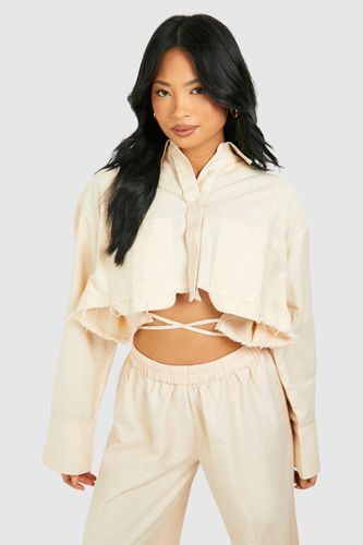 Womens Petite Linen Cropped Shirt - - 10 - boohoo - Modalova
