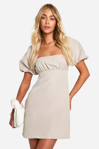 Womens Poplin Puff Sleeve Mini Dress - - 10 - boohoo - Modalova
