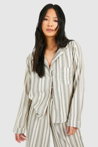 Womens Petite Stripe Button Up Shirt - - 12 - boohoo - Modalova
