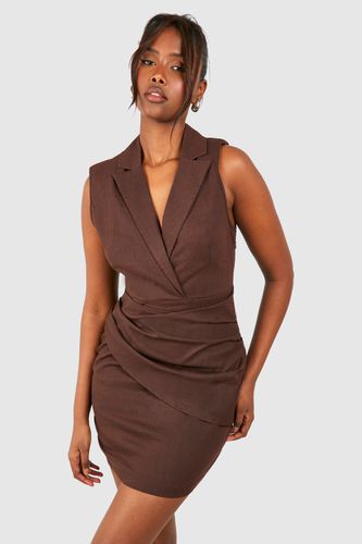 Womens Sleeveless Drape Detail Blazer Dress - - 10 - boohoo - Modalova
