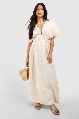 Womens Maternity Cheesecloth Belted Maxi Beach Dress - - 10 - boohoo - Modalova