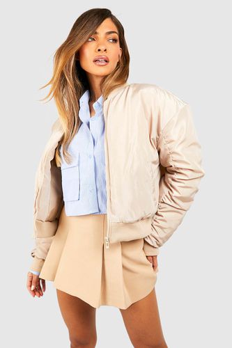 Womens Ruched Detail Oversized Bomber - - 12 - boohoo - Modalova