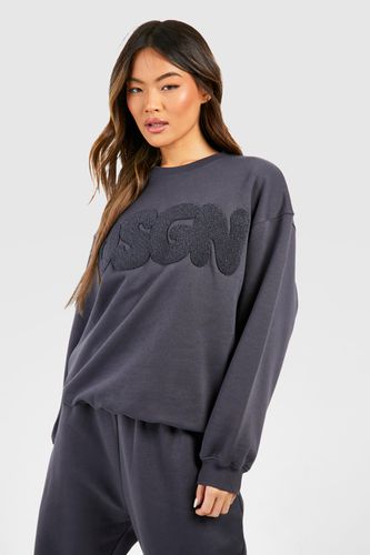 Womens Dsgn Studio Bubble Towelling Applique Oversized Sweatshirt - - M - boohoo - Modalova
