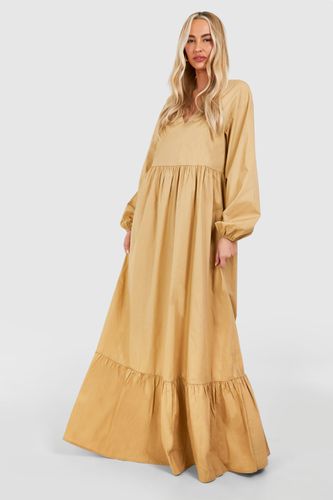 Womens Tall Cotton Poplin Tiered Maxi Dress - - 10 - boohoo - Modalova