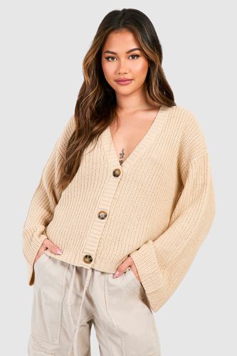 Womens Wide Sleeve Fisherman Knit Button Through Cardigan - - XS - boohoo - Modalova
