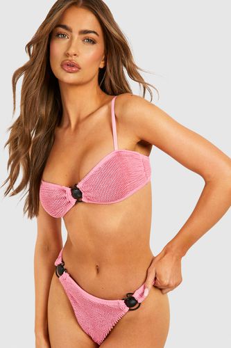 Womens Shell Crinkle Strappy Bikini Top - - 16 - boohoo - Modalova