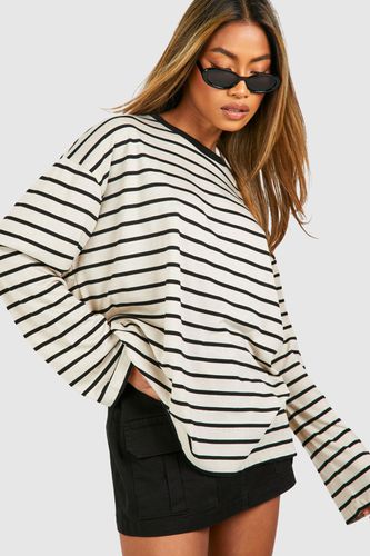 Womens Wide Sleeve Thin Stripe T-shirt - - 10 - boohoo - Modalova