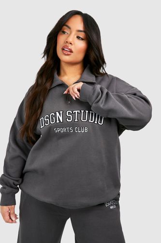 Womens Dsgn Studio Applique Oversized Half Zip Sweatshirt - - 16 - boohoo - Modalova