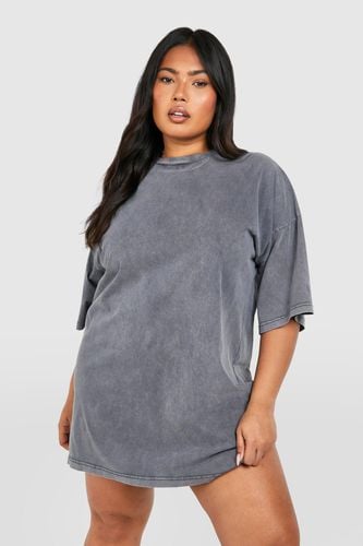 Womens Plus Acid Wash Oversized T-shirt Dress - - 20 - boohoo - Modalova
