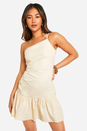 Womens Linen Look Ruched Mini Dress - - 10 - boohoo - Modalova