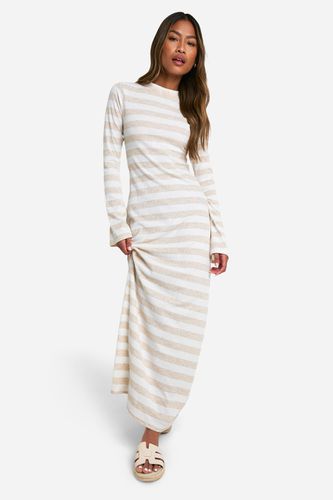 Womens Stripe Rib Flared Sleeve Maxi Dress - - 10 - boohoo - Modalova